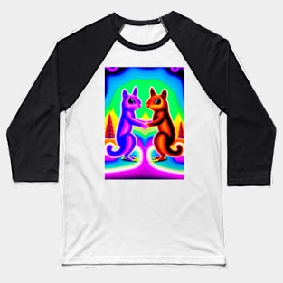 CARTOON 2 SQUIRRELS DANCING AT SUNSET Baseball T-Shirt